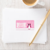 Roze Uil met Retro Cirkels Etiket (Insitu)