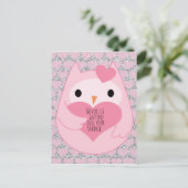 Roze Uil met Sparkle Quote Briefkaart (Staand voorkant)