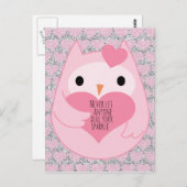 Roze Uil met Sparkle Quote Briefkaart (Voorkant / Achterkant)