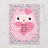Roze Uil met Sparkle Quote Briefkaart (Voorkant)