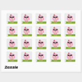 Roze Uil Met Zonnebril Adres Sticker (Vel)