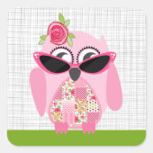 Roze Uil met zonnebril Sticker (Voorkant)