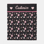Roze Uil Moonlight Patroon Fleece Deken (Voorkant)