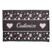 Roze Uil Moonlight Patroon Kussensloop (Voorkant-Links)