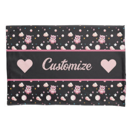 Roze Uil Moonlight Patroon Kussensloop