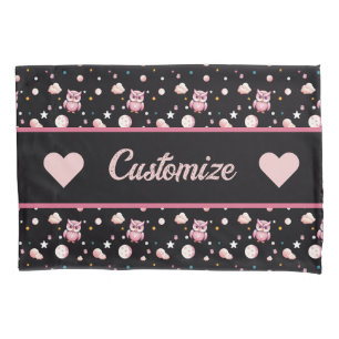 Roze Uil Moonlight Patroon Kussensloop