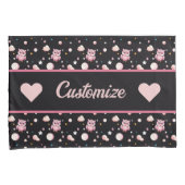 Roze Uil Moonlight Patroon Kussensloop (Voorkant-Rechts)