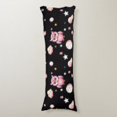 Roze Uil Moonlight Patroon Lichaamskussen (Voorkant Verticaal)