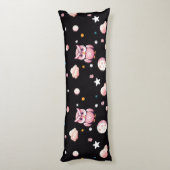 Roze Uil Moonlight Patroon Lichaamskussen (Achterkant (Verticaal))