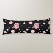 Roze Uil Moonlight Patroon Lichaamskussen (Voorkant)