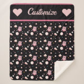 Roze Uil Moonlight Patroon Sherpa Deken (Voorkant)