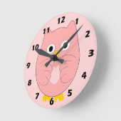 Roze Uil Ontwerp Ronde Klok (Hoek)