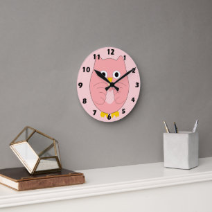 Roze Uil Ontwerp Ronde Klok