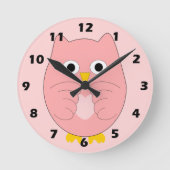 Roze Uil Ontwerp Ronde Klok (Voorkant)