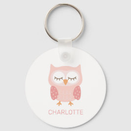 Roze Uil schattig aangepast Sleutelhanger