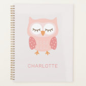 'Roze Uil', schattig monogram Planner (Voorkant)