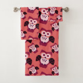 Roze uil schattig patroon bad handdoek (Insitu)