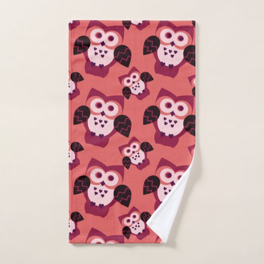 Roze uil schattig patroon bad handdoek (Handdoek)