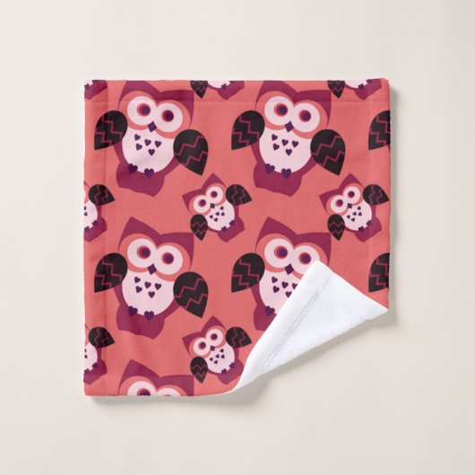 Roze uil schattig patroon bad handdoek (Wasdoekje)