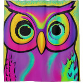 Roze uil schilderij douchegordijn (Voorkant)