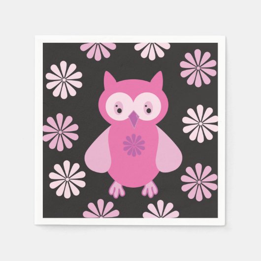 Roze uil servet (Voorkant)