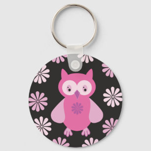 Roze uil sleutelhanger