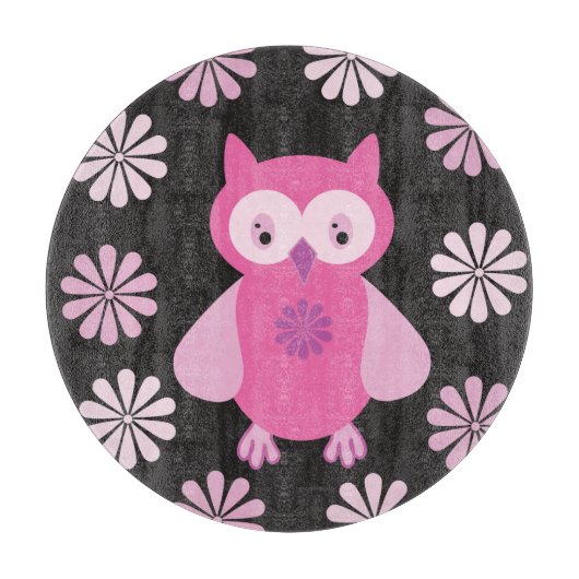 Roze uil snijplank (Voorkant)