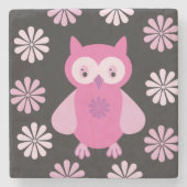 Roze uil stenen onderzetter (Voorkant)