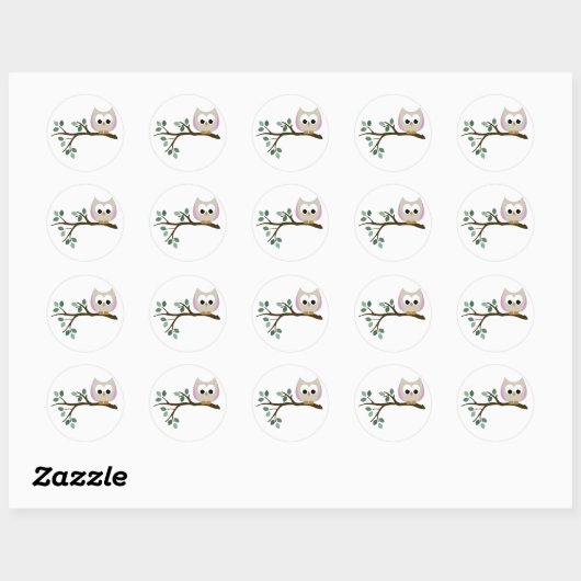 Roze Uil Stickers (Vel)