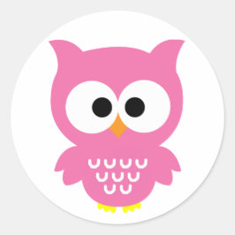 Roze uil stickers! ronde sticker