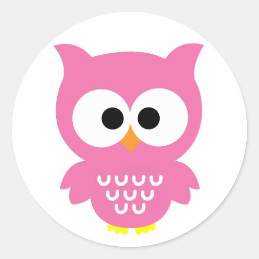 Roze uil stickers! ronde sticker (Voorkant)