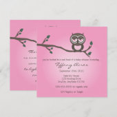 Roze uil uitnodiging (Voorkant / Achterkant)