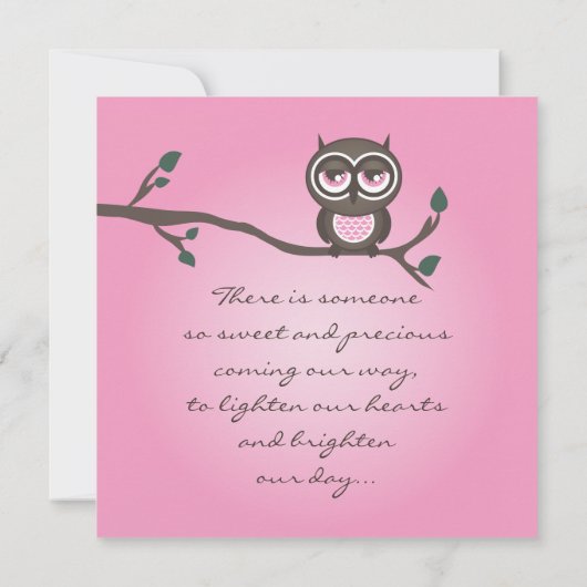 Roze uil uitnodiging (Achterkant)