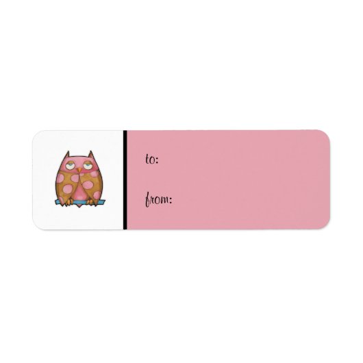 Roze Uil wit roze klein Cadeau Label Label (Voorkant)