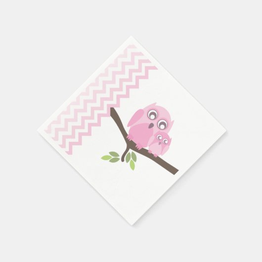 Roze Uilen + Chevron Girl Baby shower servetten (Hoek)