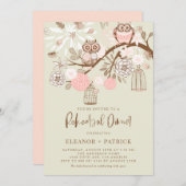 Roze Uilen en Vogelkooien Repetitie Diner Kaart (Voorkant / Achterkant)