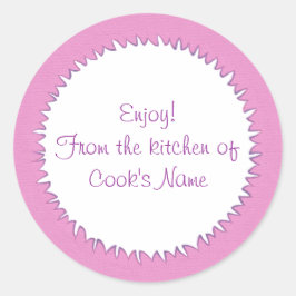 Roze Uit de keuken van gepersonaliseerde deksel St Ronde Sticker