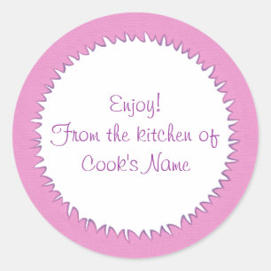 Roze uit de keuken van gepersonaliseerde klepstick ronde sticker