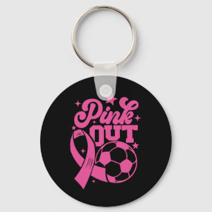 Roze Uit Kicken Voor Een Genezing Voetbal Borstkan Sleutelhanger