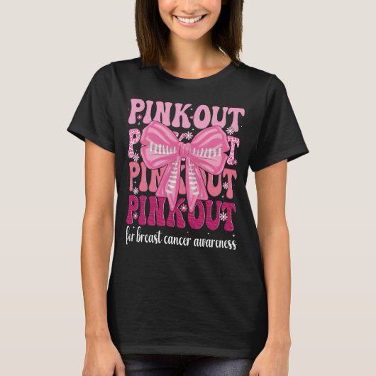 Roze uit voor borstkanker Awareness Month vrouwen T-shirt (Voorkant)
