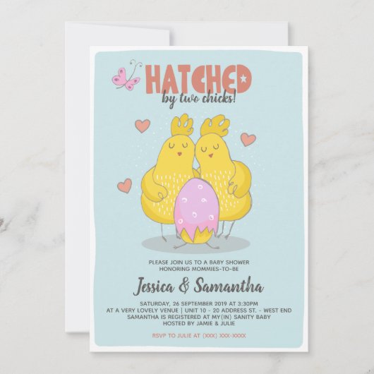 Roze Uitgebroed Door Twee Kuikens Lesbische Baby S Kaart (Voorkant)