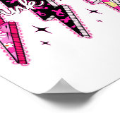 Roze uitgecheckte bliksemschicht borstkanker AW Poster (Hoek)