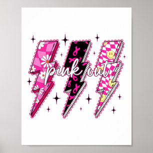Roze uitgecheckte bliksemschicht borstkanker AW Poster