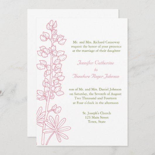  - roze - uitingen van het huwelijk kaart (Voorkant / Achterkant)