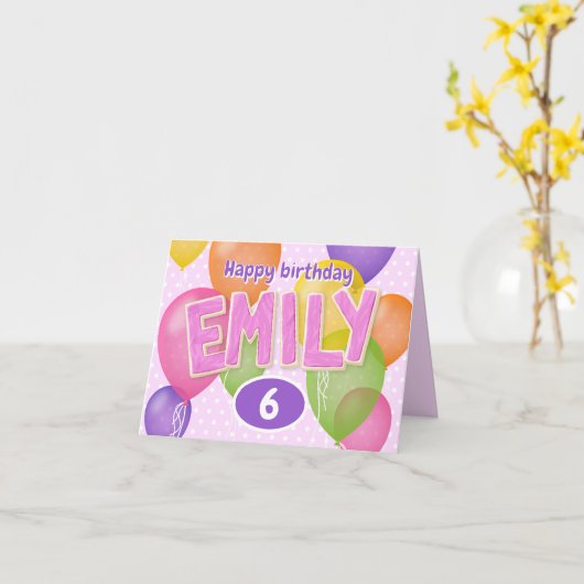 roze uitknipletters koekjes Emily verjaardag Kaart (Gele Bloem)