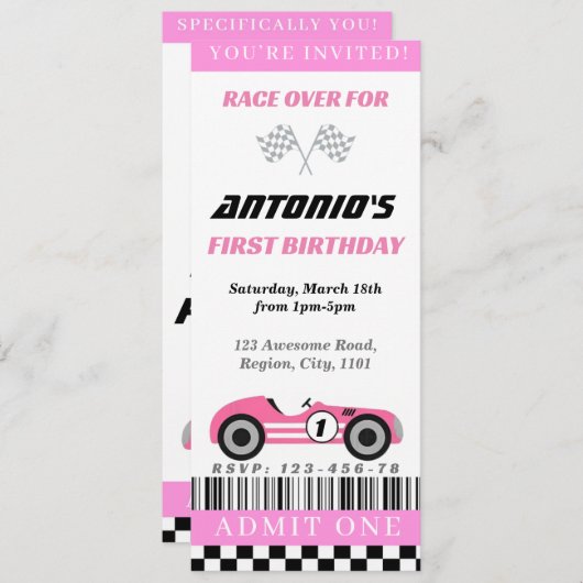 Roze uitnodiging (Voorkant / Achterkant)