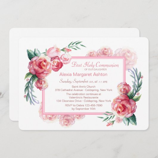 Roze uitnodiging (Voorkant / Achterkant)