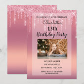 Roze uitnodiging om glitter te drogen (Voorkant / Achterkant)