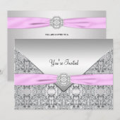 Roze uitnodiging template voor elk feest (Voorkant / Achterkant)