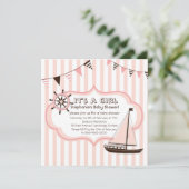 Roze uitnodiging tot Baby shower van banner van ne (Staand voorkant)